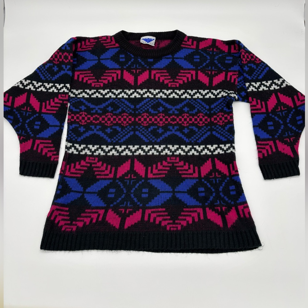 Vintage Justin Allen Sweater | Geometric Knit Pullover | Made in USA